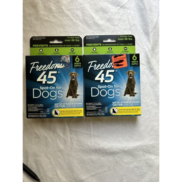 (2 Packages) Freedom 45 Spot On For XL Dogs Over 66 Lbs Topical 6 Month Supply - Picture 1 of 3